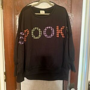 BiBi Black Sweatshirt with Plaid Letters